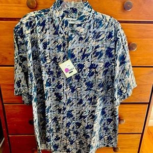 Summa Silk 100% Men’s M Contemporary Patterned Short Sleeved Shirt